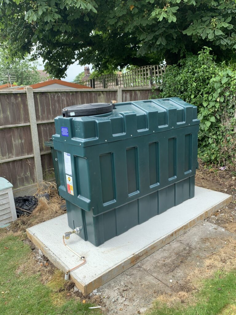 Bunded oil tank on a concrete base