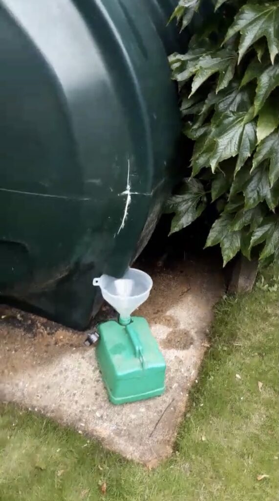 Oil being transferred from a tank